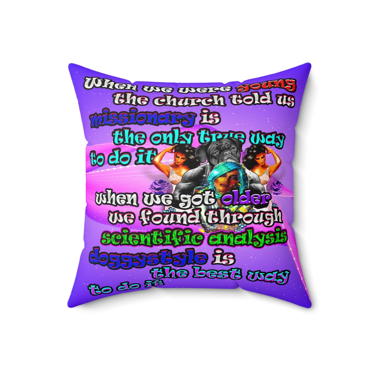doggystyle - Spun Polyester Square Pillow - (purple-pink wave)
