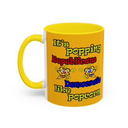popping like popcorn - Accent Mug (yellow)