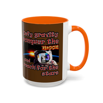 defy conquer reach - Accent Mug (brown)
