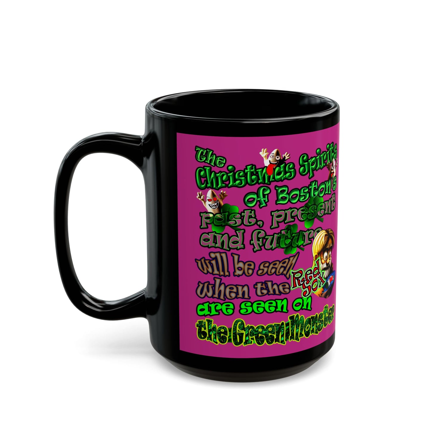 christmas spirits of boston - Black Mug (pink)