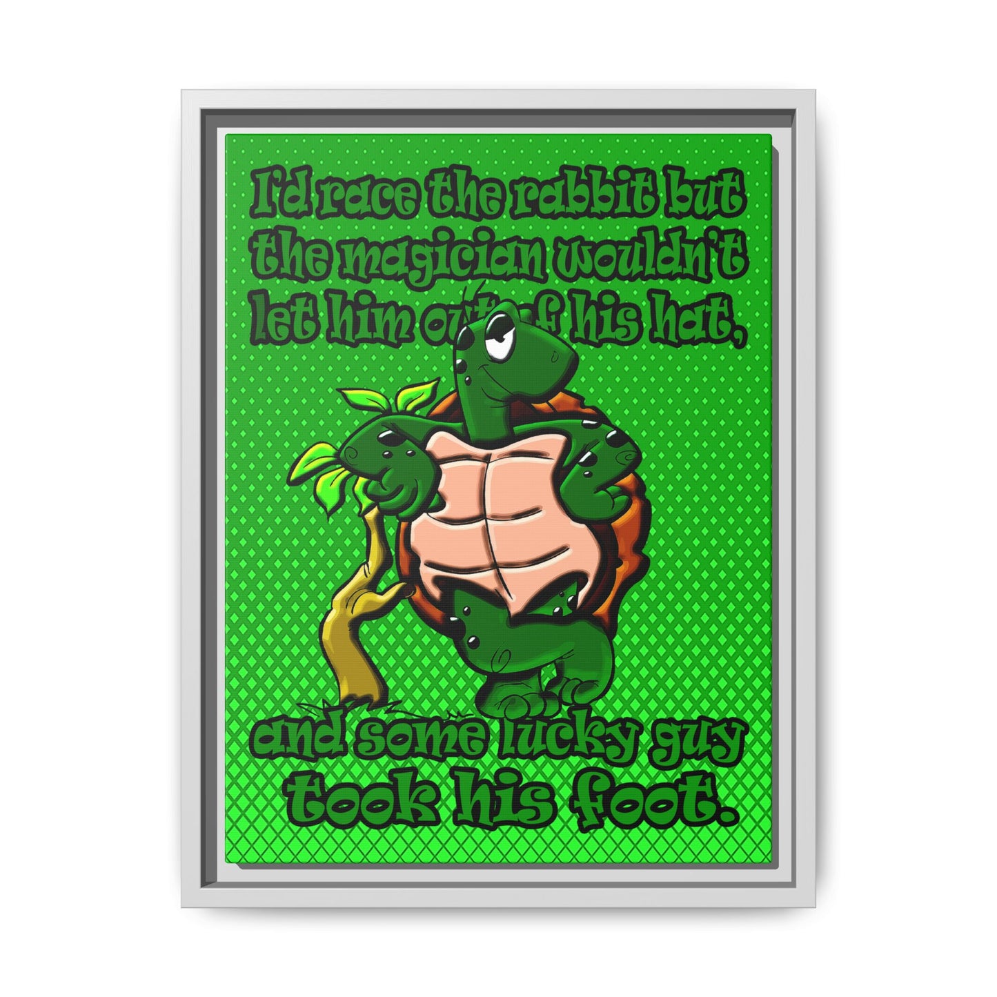 turtle race - framed canvas art (logo green)