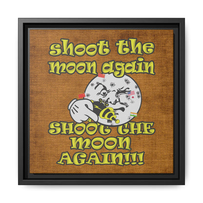 shoot the moon again - framed canvas art (brown papyrus)