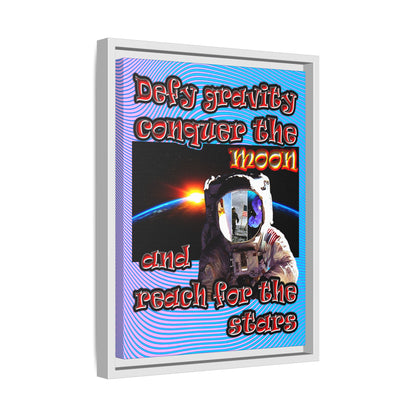 defy conquer reach - framed canvas art (light blue-purple wave)