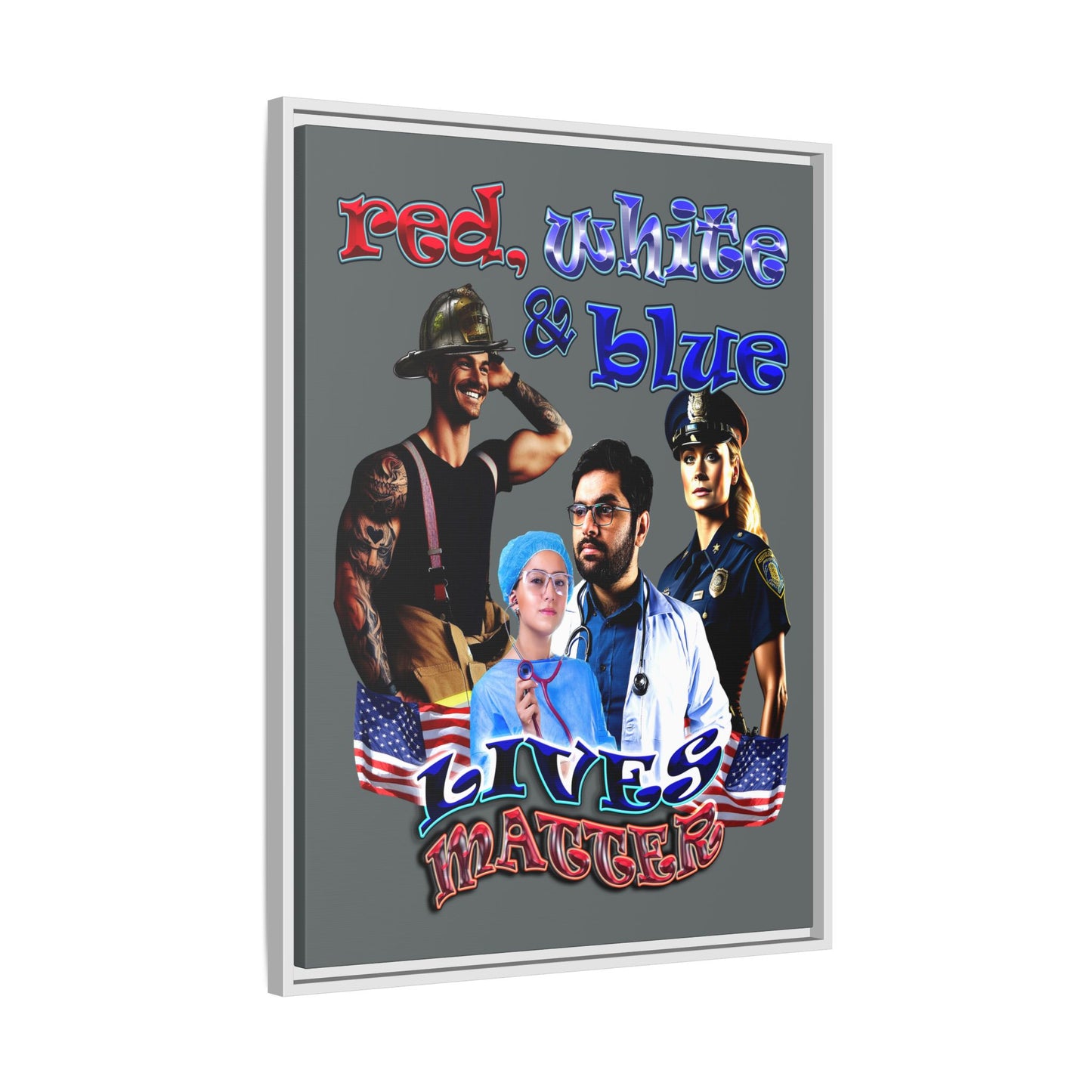 rw&b lives matter - framed canvas art (dark grey)
