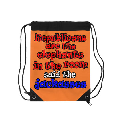 donkeys and elephants - Drawstring Bag (crusta)