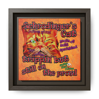 schrodinger's cat - framed canvas art (burnt orange)