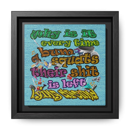 the bum's shit - framed canvas art (faded blue)