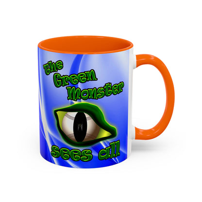 green monster - Accent Mug (blue-white wave)