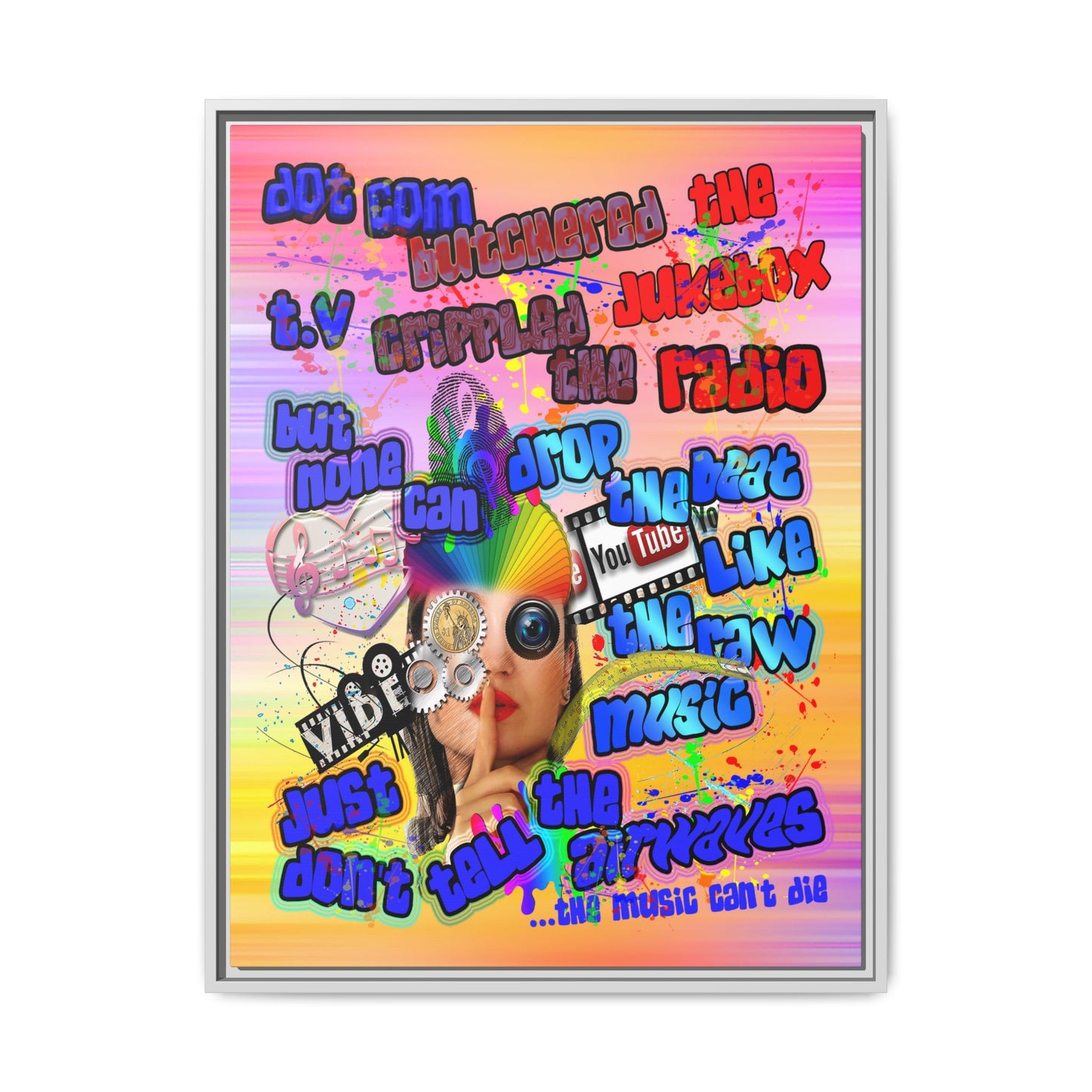 drop the beat - framed canvas art (color blur)
