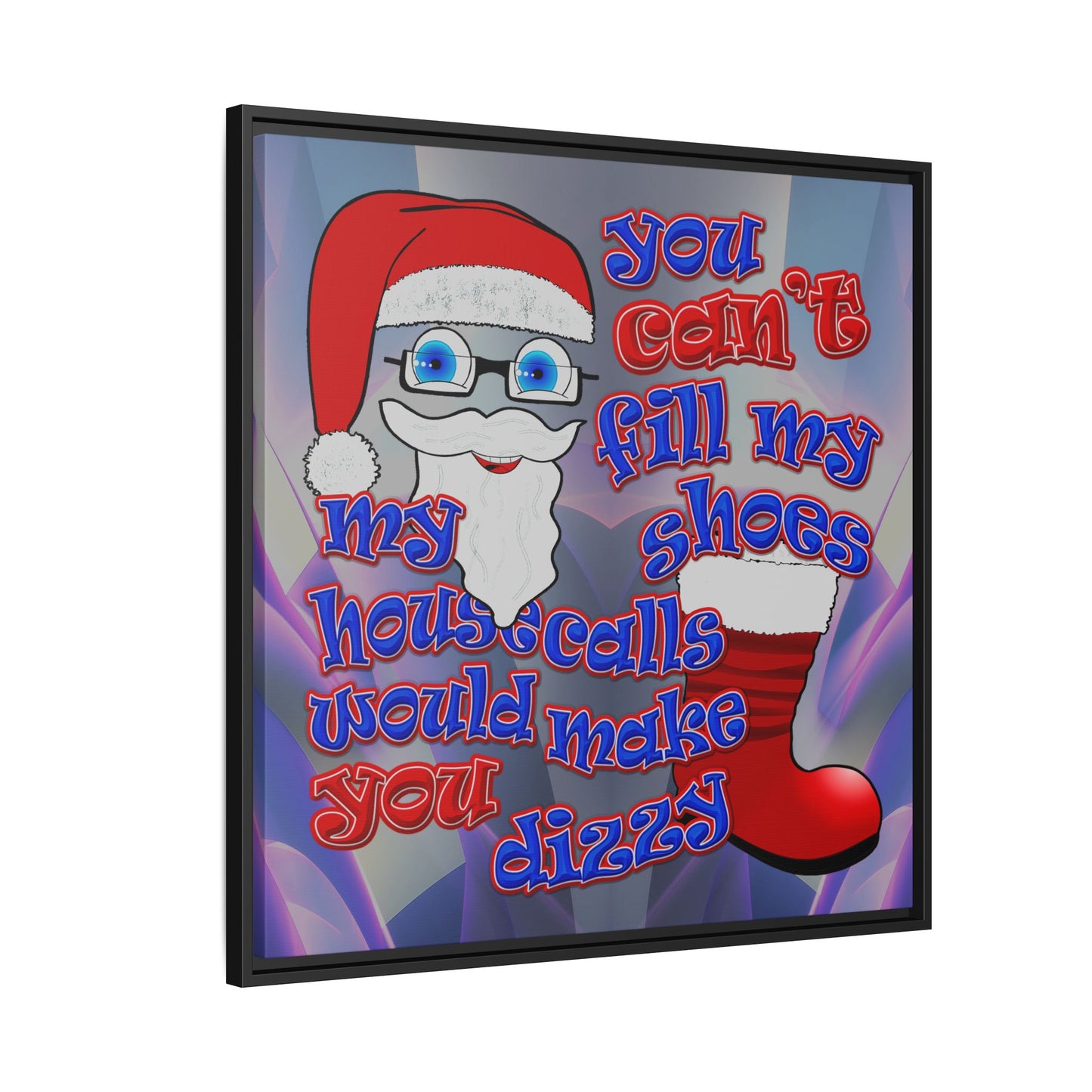 santa's shoes - framed canvas art (grey-pink wave)