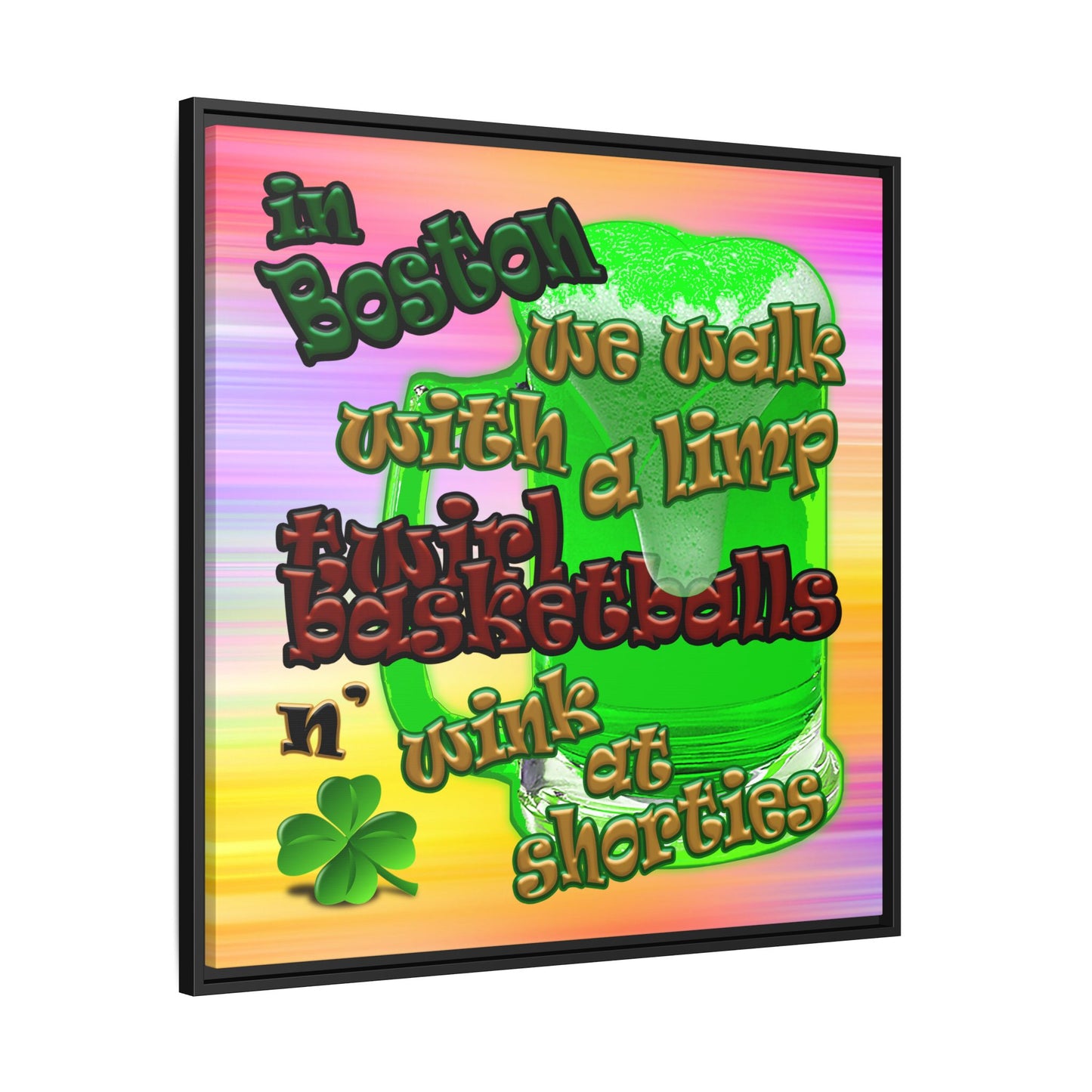 celtics logo - framed canvas art (color blur)