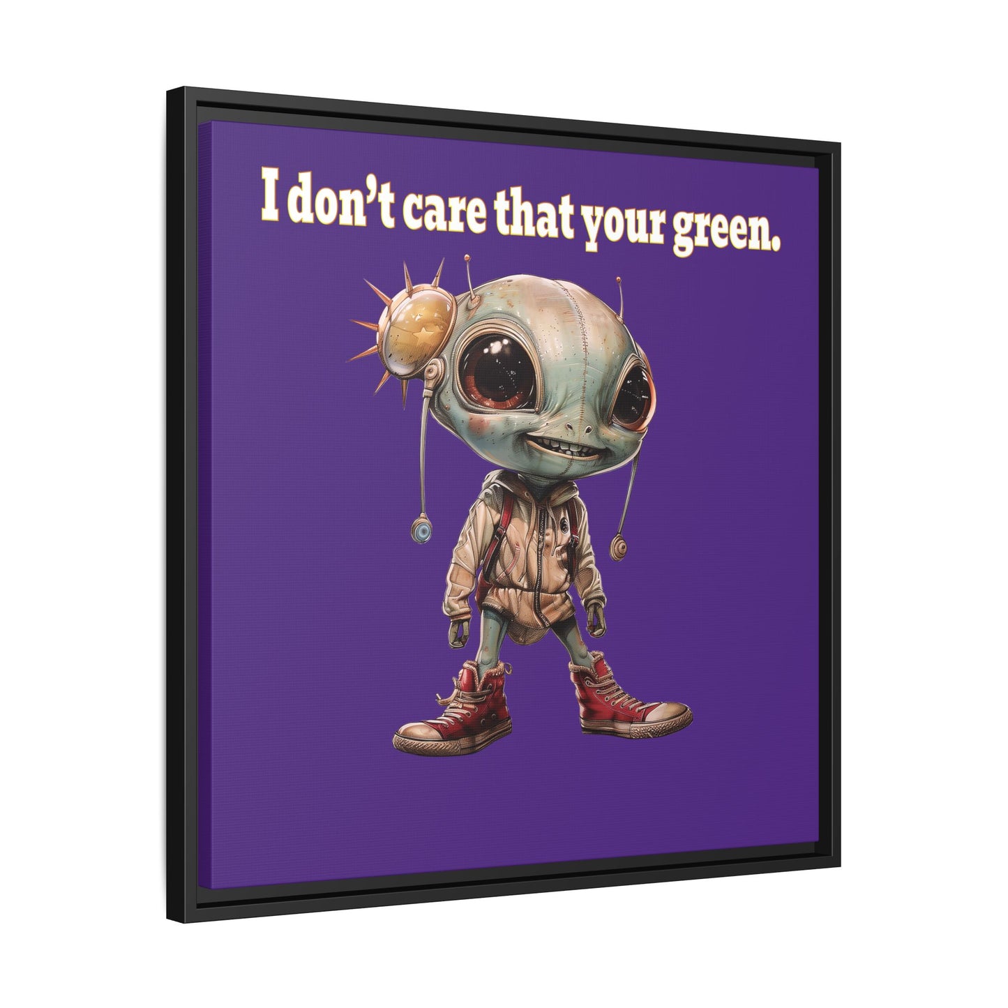 I don't care that your green - framed canvas art (purple)