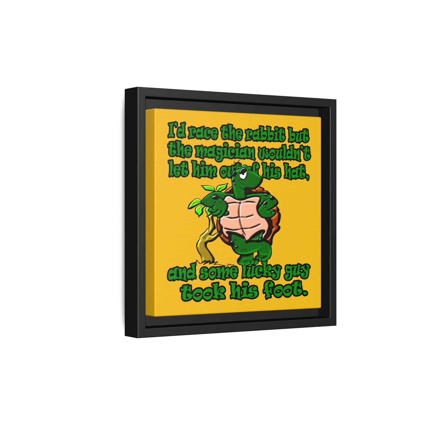 turtle race - framed canvas art (yellow)