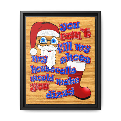 santa's shoes - framed canvas art (butterscotch wood finish)