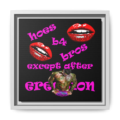 hoes b4 bros - framed canvas art (black)