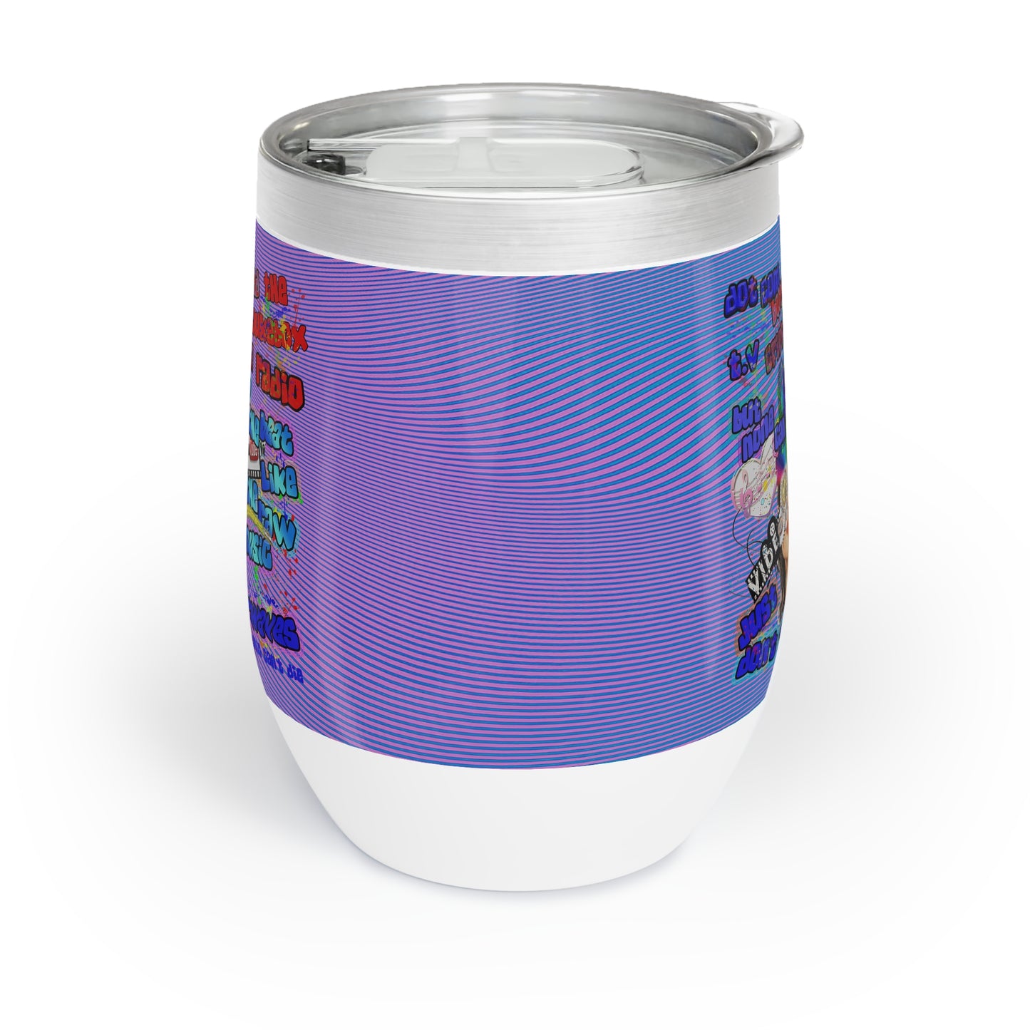 drop the beat - Chill Wine Tumbler  (light blue-purple wave)