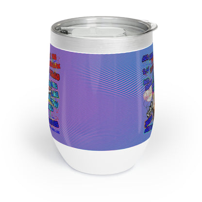 drop the beat - Chill Wine Tumbler  (light blue-purple wave)