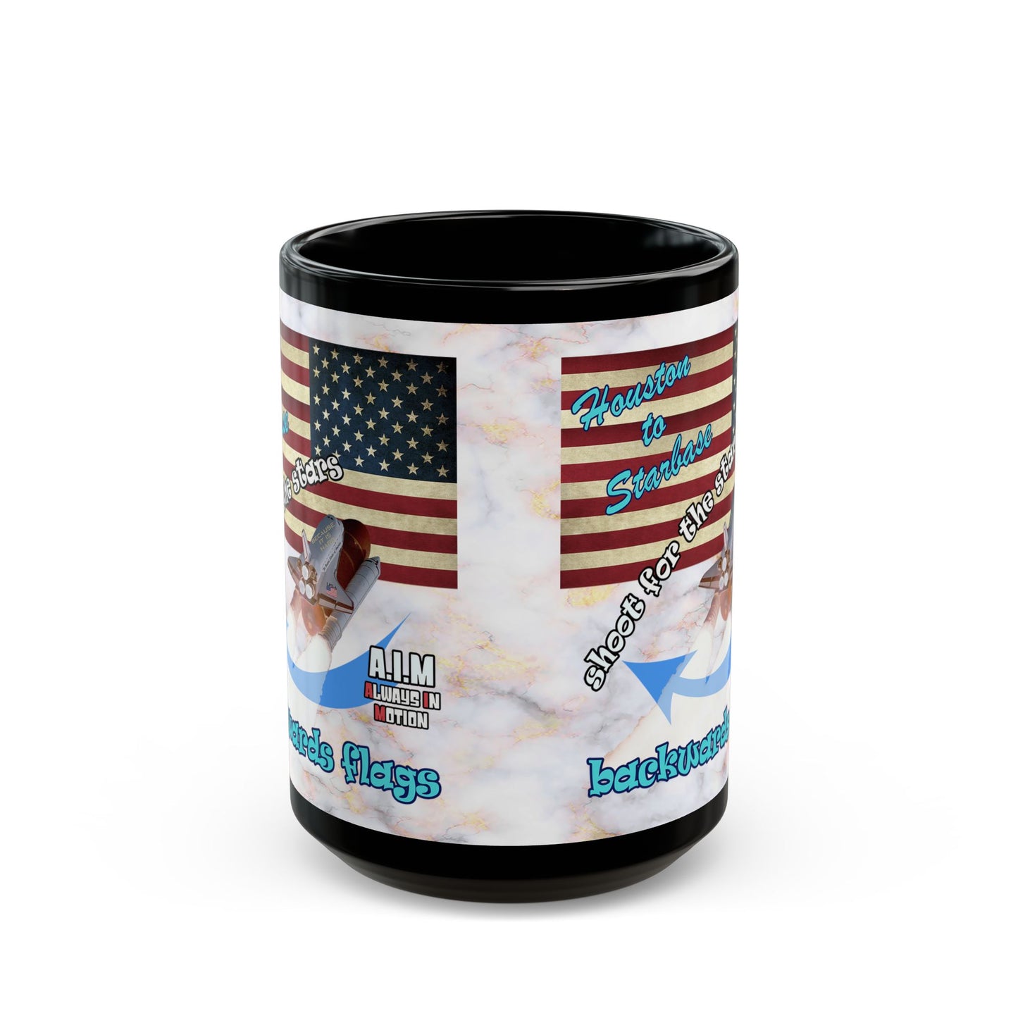 shoot for the stars - Black Mug (white marble)