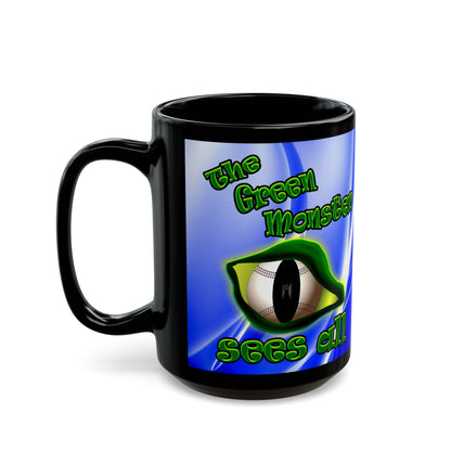 green monster - Black Mug (blue-white wave)