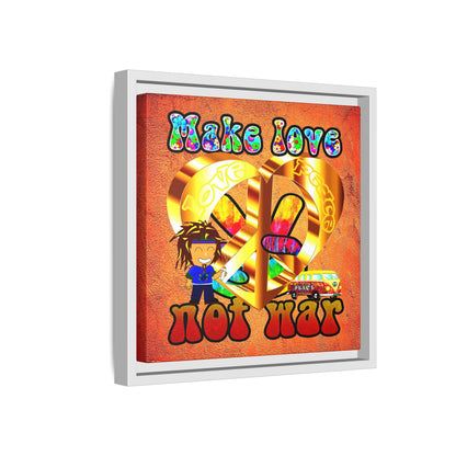 love peace - framed canvas art (burnt orange)