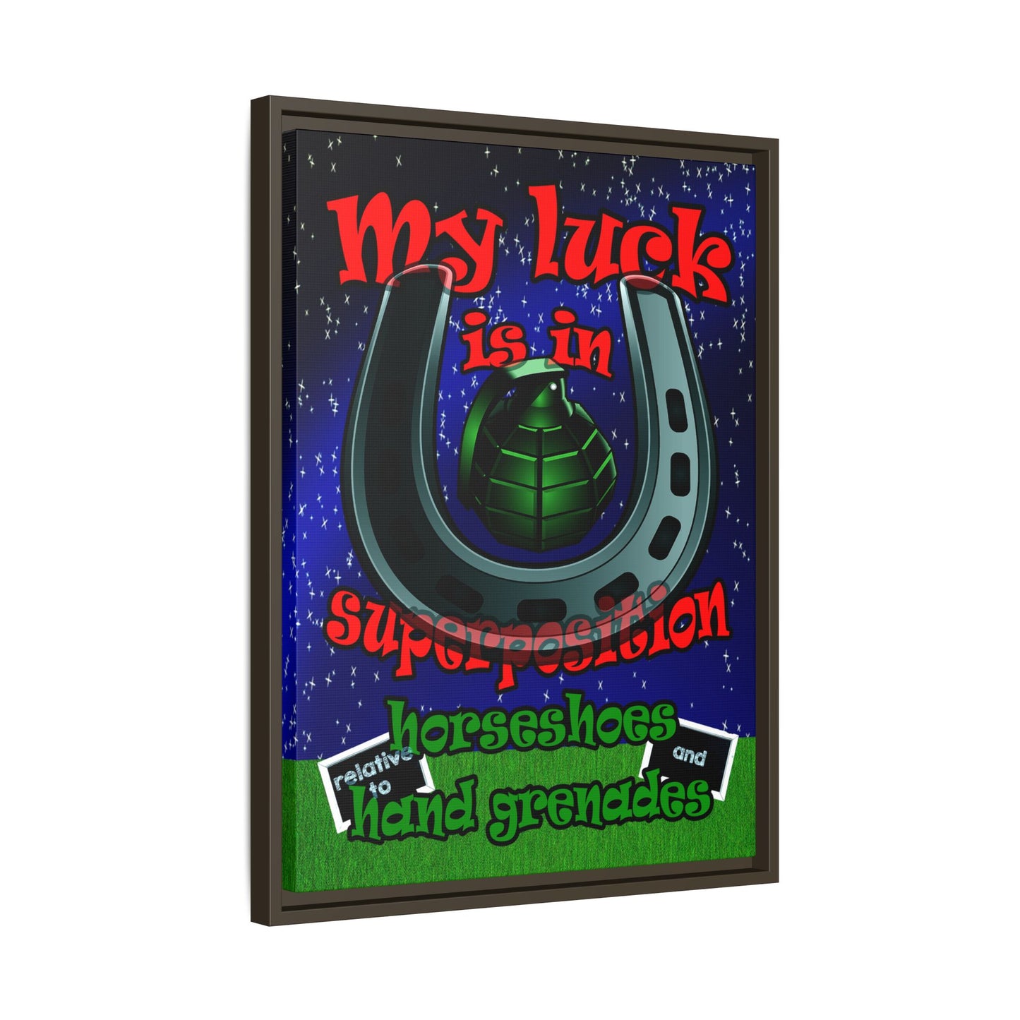 my luck - framed canvas art ('snoops' background)