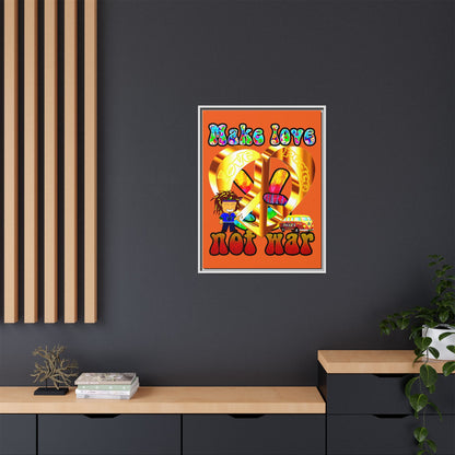 love peace - framed canvas art (orange)