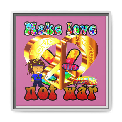 love peace - framed canvas art (light pink)