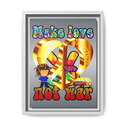 love peace - framed canvas art (brushed nickel)