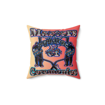 em cee squared - Spun Polyester Square Pillow - (yellow-orange wave)