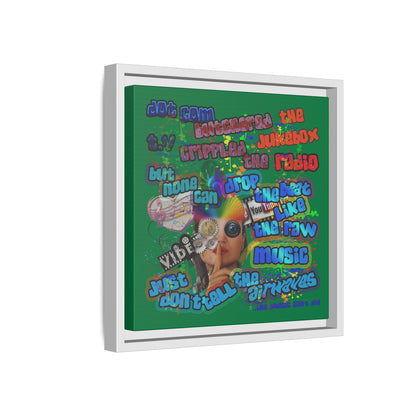 drop the beat - framed canvas art (dark green)