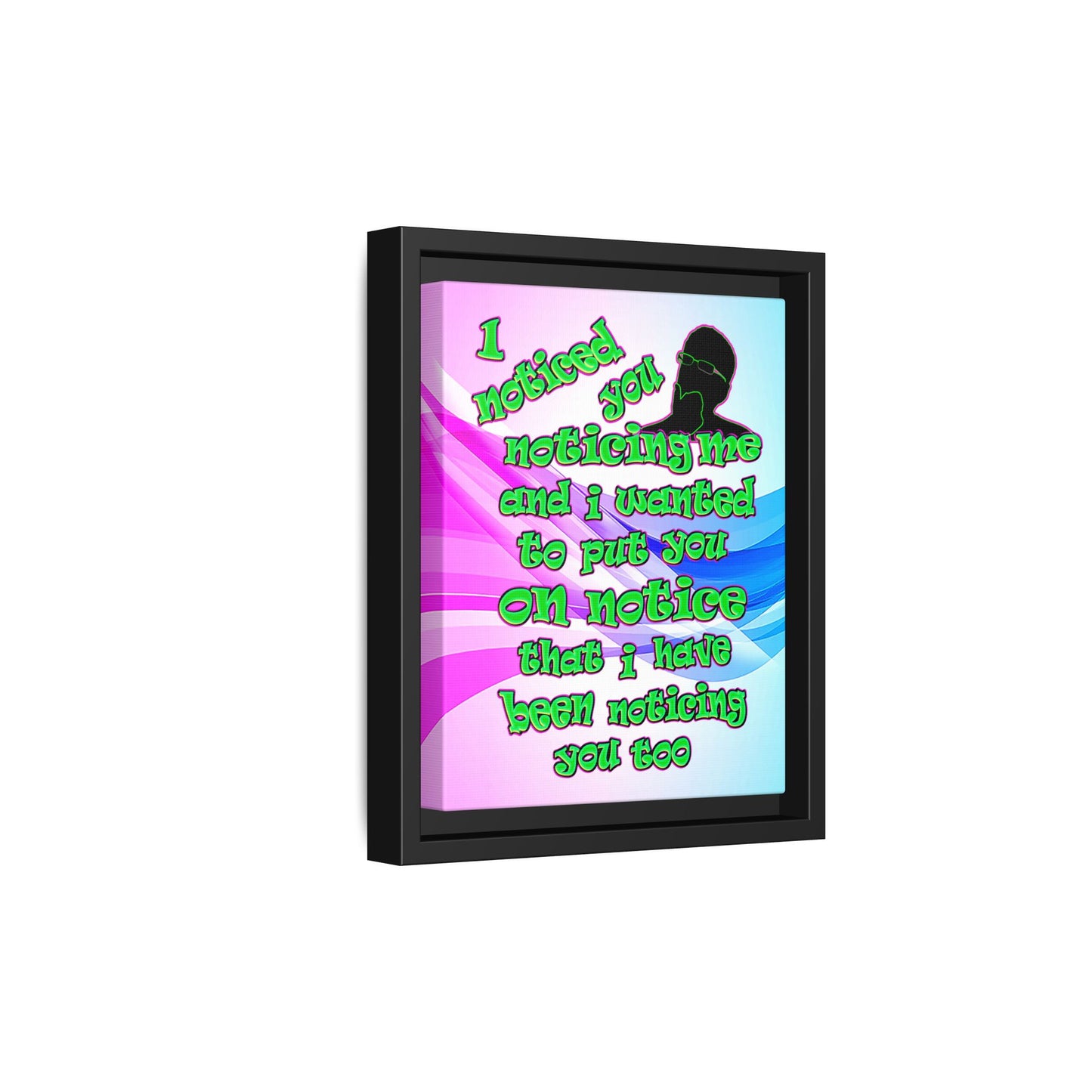 noticed you noticing - framed canvas art (light blue-pink wave)
