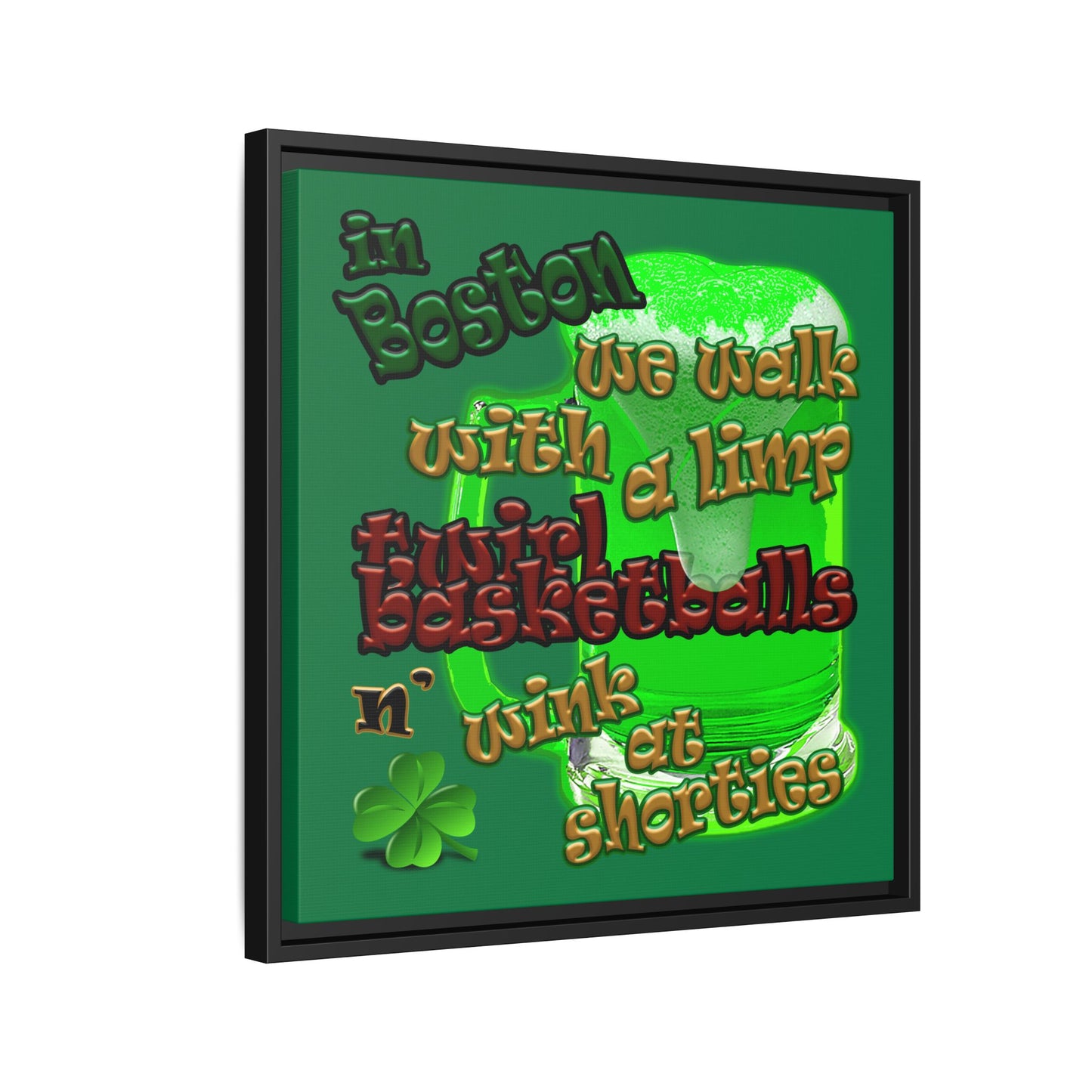 celtics logo - framed canvas art (dark green)