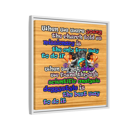 doggystyle - framed canvas art (butterscotch wood finish)