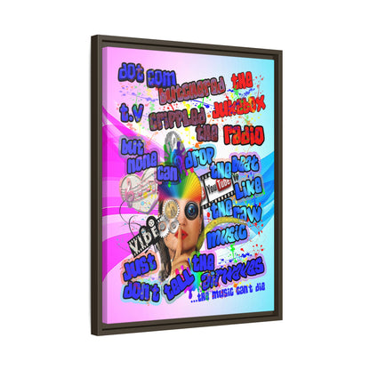 drop the beat - framed canvas art (light blue-pink wave)