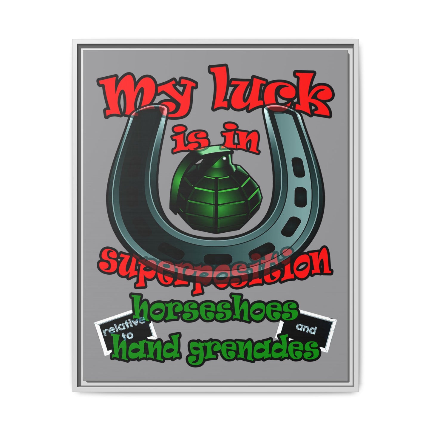my luck - framed canvas art (grey)