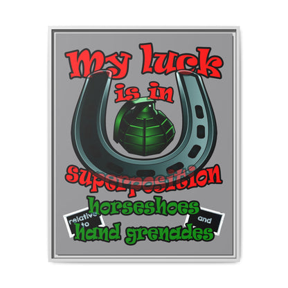 my luck - framed canvas art (grey)