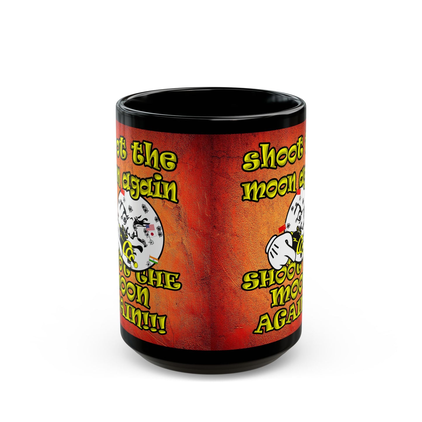 shoot the moon again - Black Mug (burnt orange)