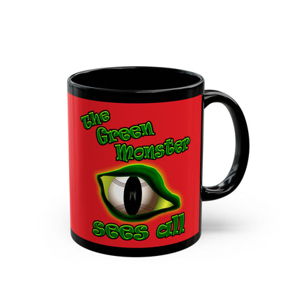 green monster - Black Mug (red)