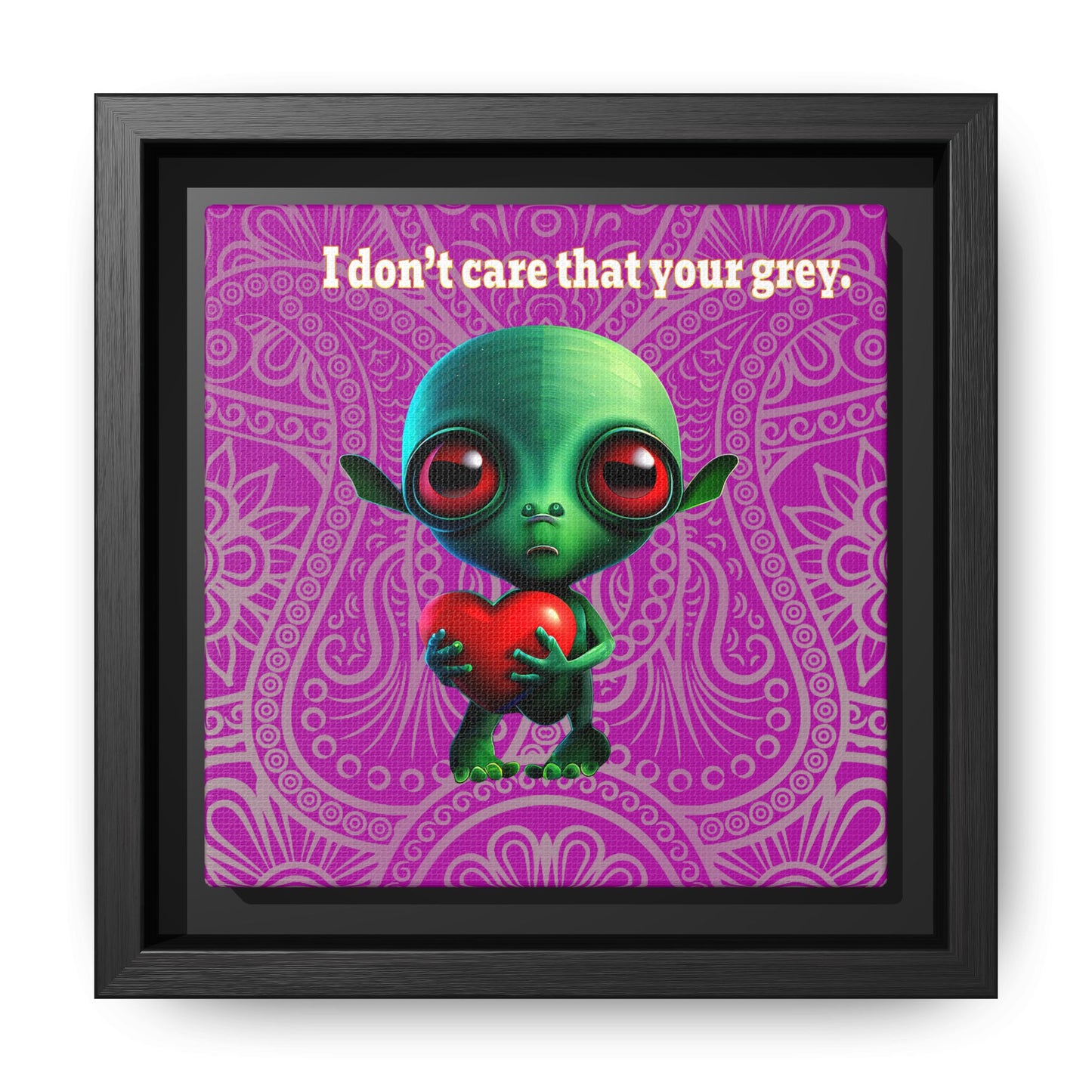 I don't care that your grey - framed canvas art (pink swirl)