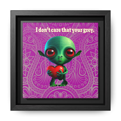 I don't care that your grey - framed canvas art (pink swirl)