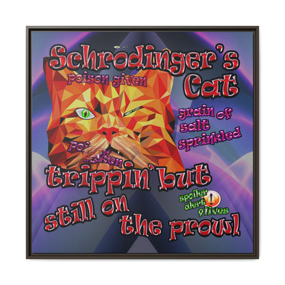schrodinger's cat - framed canvas art (grey-pink wave)