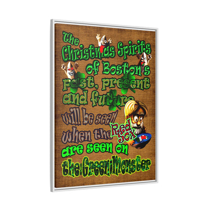 christmas spirits of boston - framed canvas art (brown papyrus)