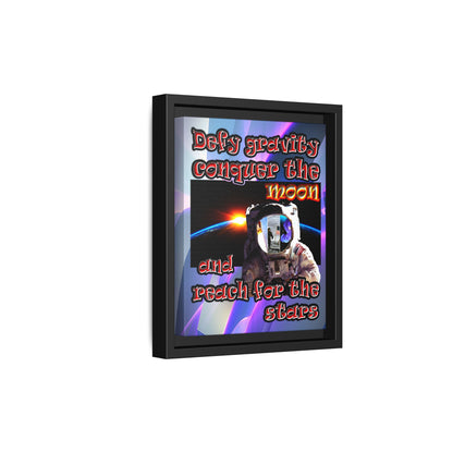 defy conquer reach - framed canvas art (grey-pink wave)