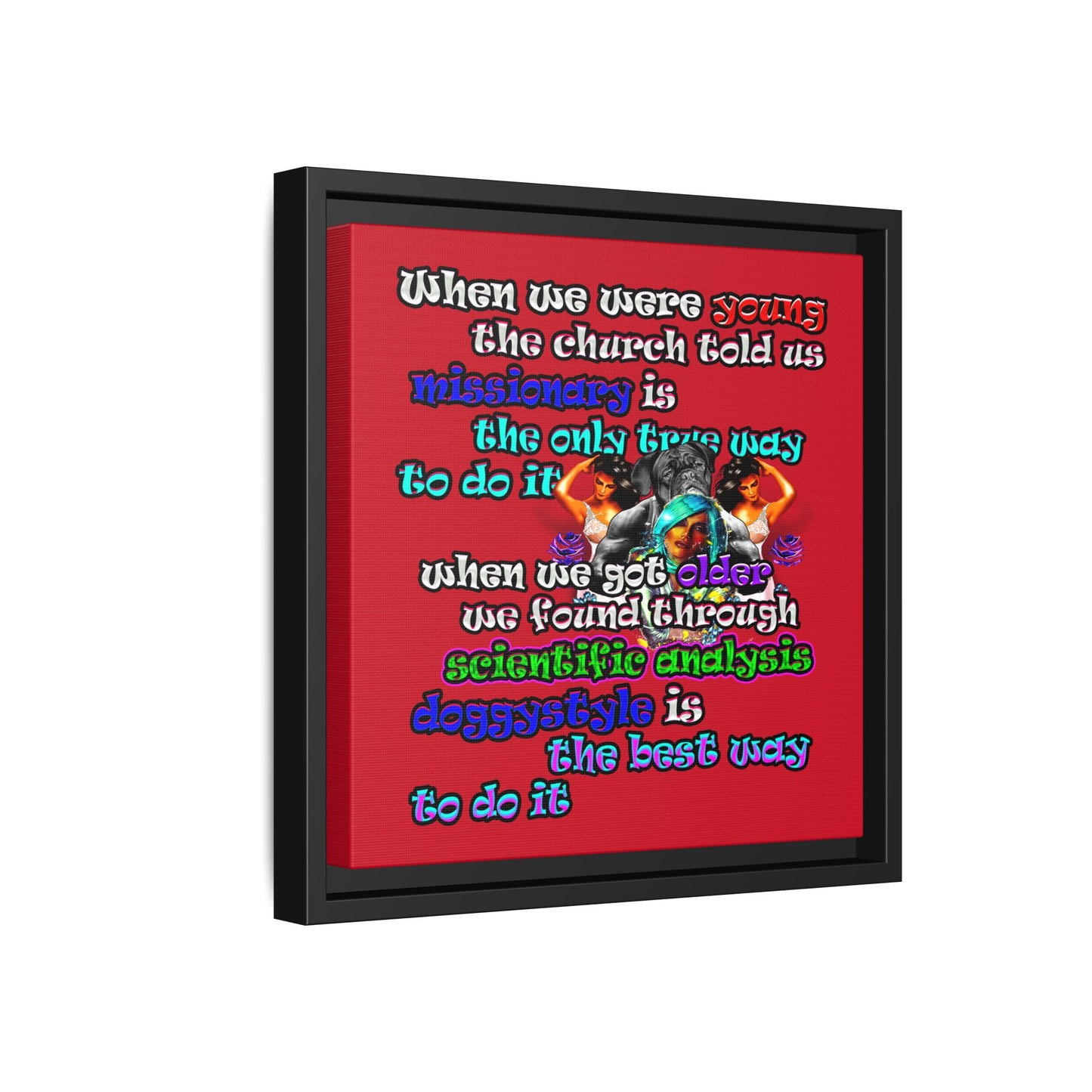 doggystyle - framed canvas art (dark red)