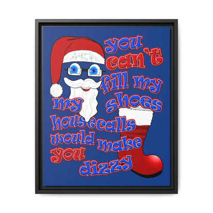 santa's shoes - framed canvas art (dark blue)