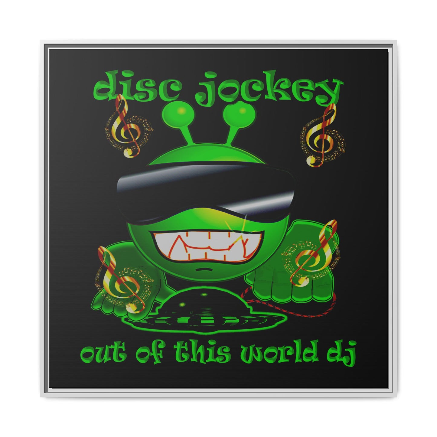 disc jockey - framed canvas art (black)