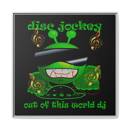 disc jockey - framed canvas art (black)