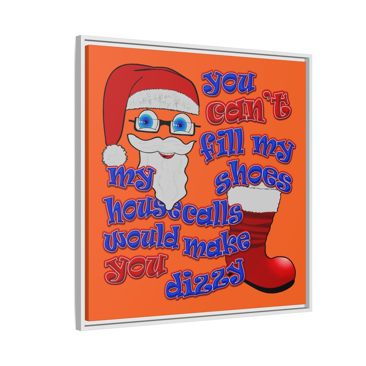 santa's shoes - framed canvas art (orange)