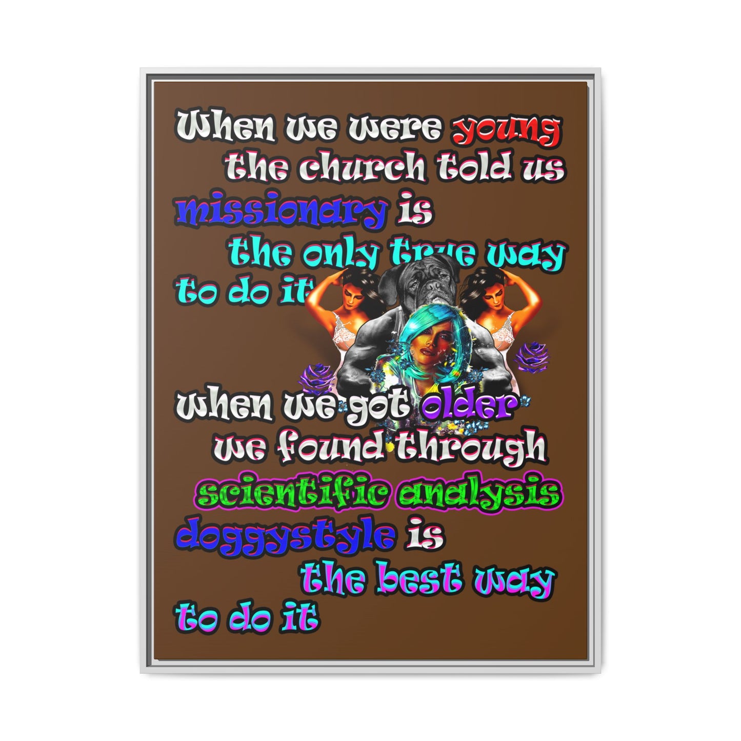 doggystyle - framed canvas art (brown)