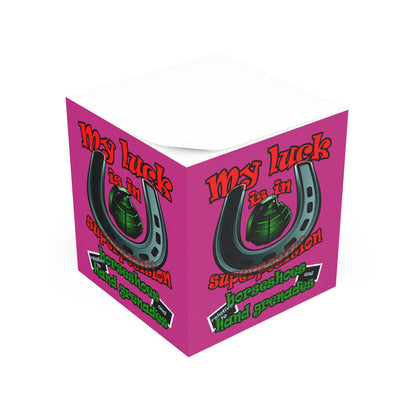 my luck - note cube (pink)